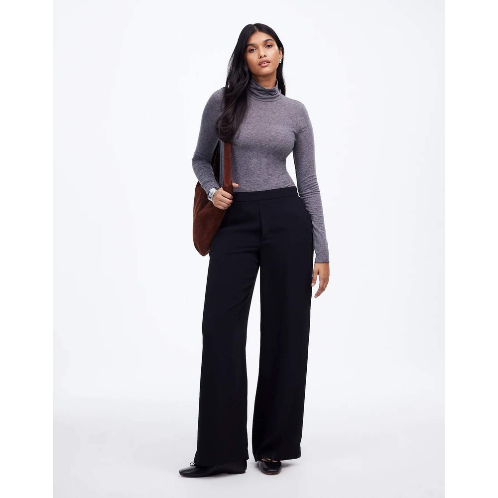 Madewell Pull-On Straight Pants in Crepe Size Small Black‎